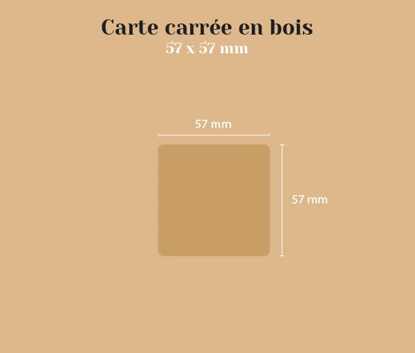 carte en bois personnalisable 57x57mm