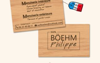 carte de visite en bois de chêne pour menuisier
