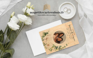 carte invitation faire part mariage bois