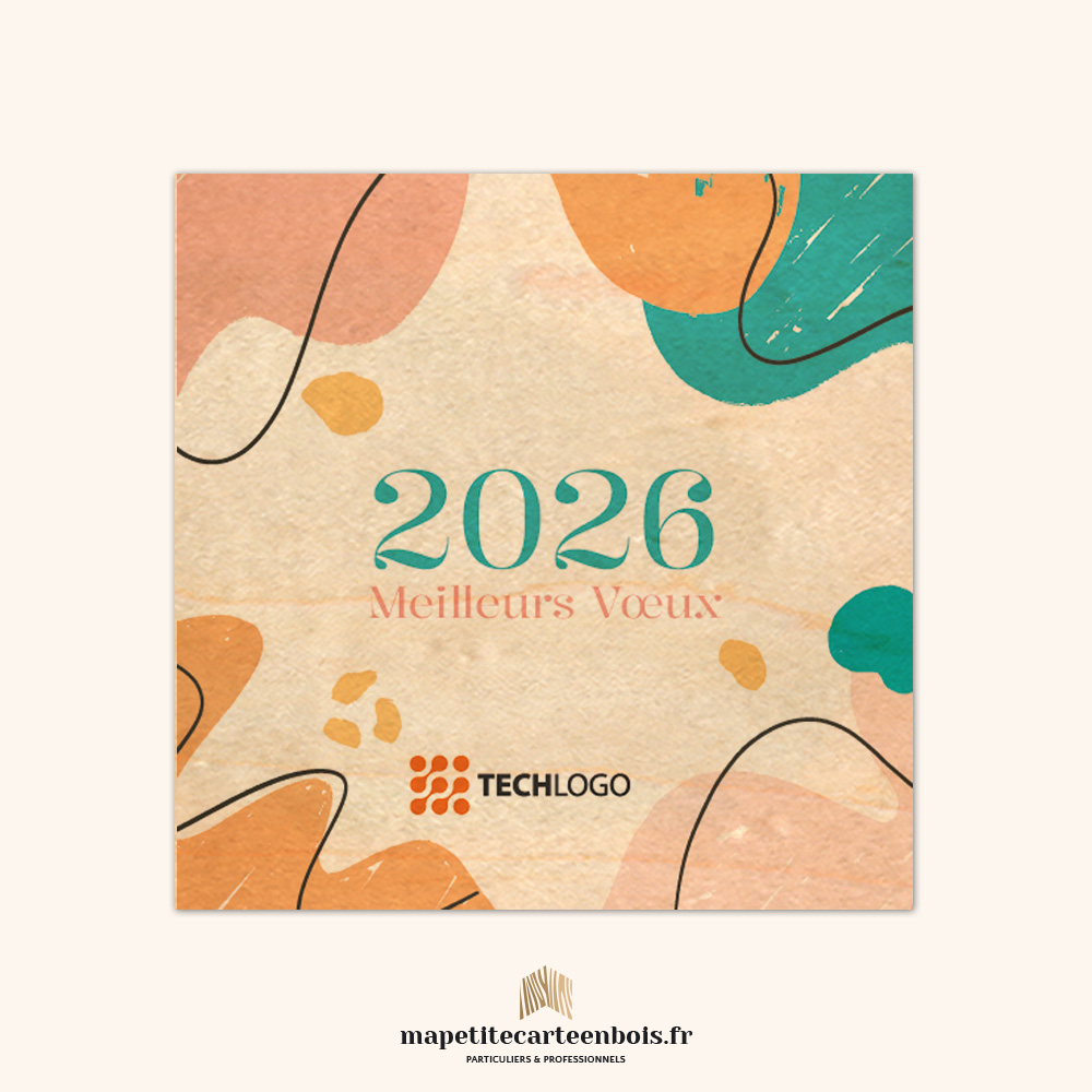 Modèle 10 – Carte de vœux en bois 2026 Modèle 10 - Carte de vœux en bois 2026