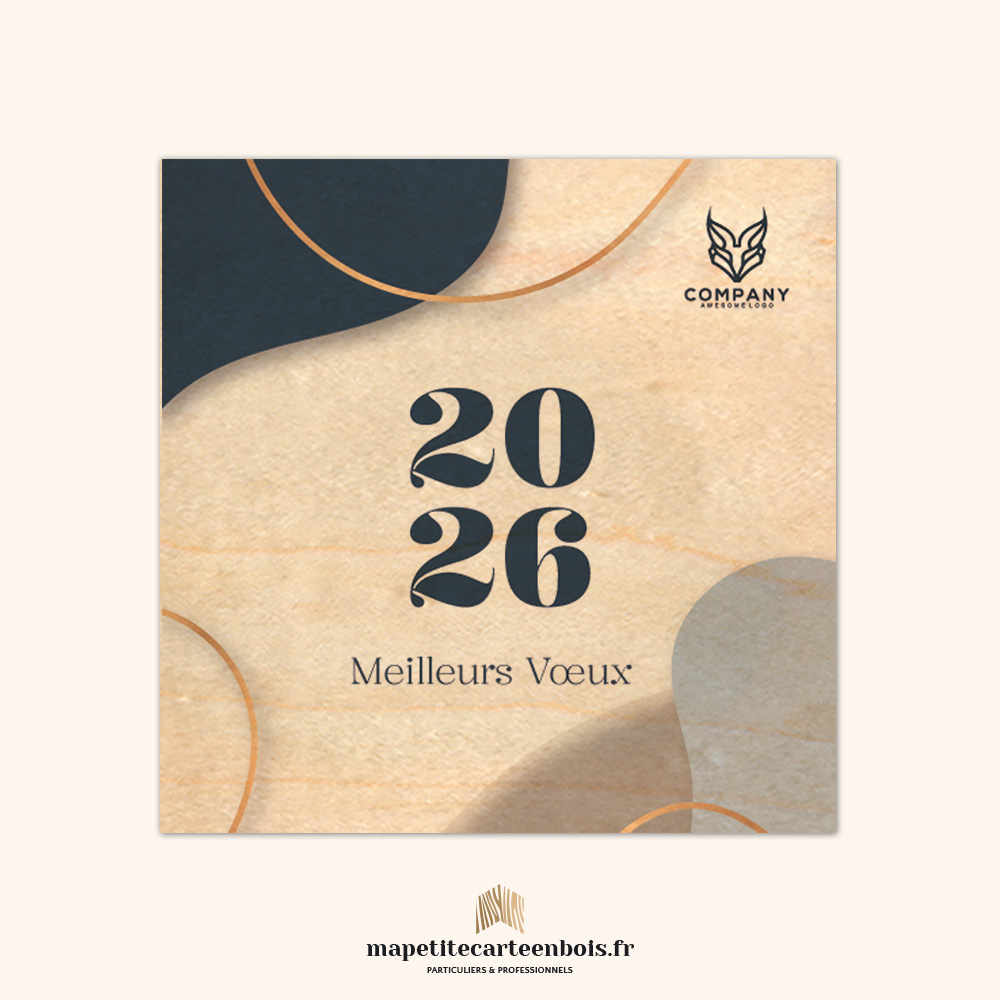 Modèle 11 – Carte de vœux en bois 2026 Modèle 11 - Carte de vœux en bois 2026