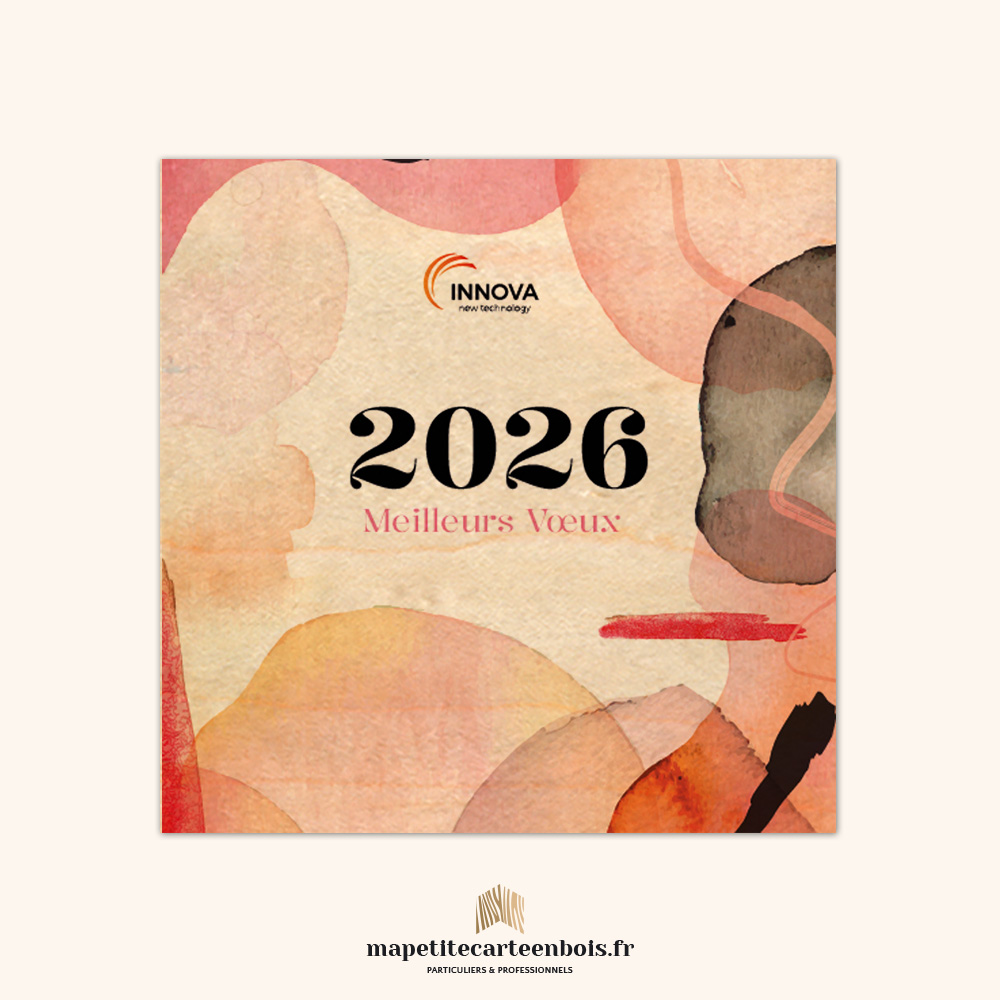 Modèle 13 – Carte de vœux en bois 2026 Modèle 13 - Carte de vœux en bois 2026