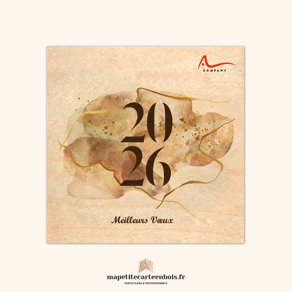 Modèle 14 – Carte de vœux en bois 2026 Modèle 14 - Carte de vœux en bois 2026