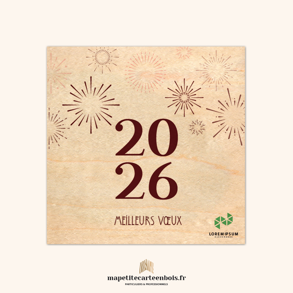 Modèle 17 – Carte de vœux en bois 2026 Modèle 17 - Carte de vœux en bois 2026