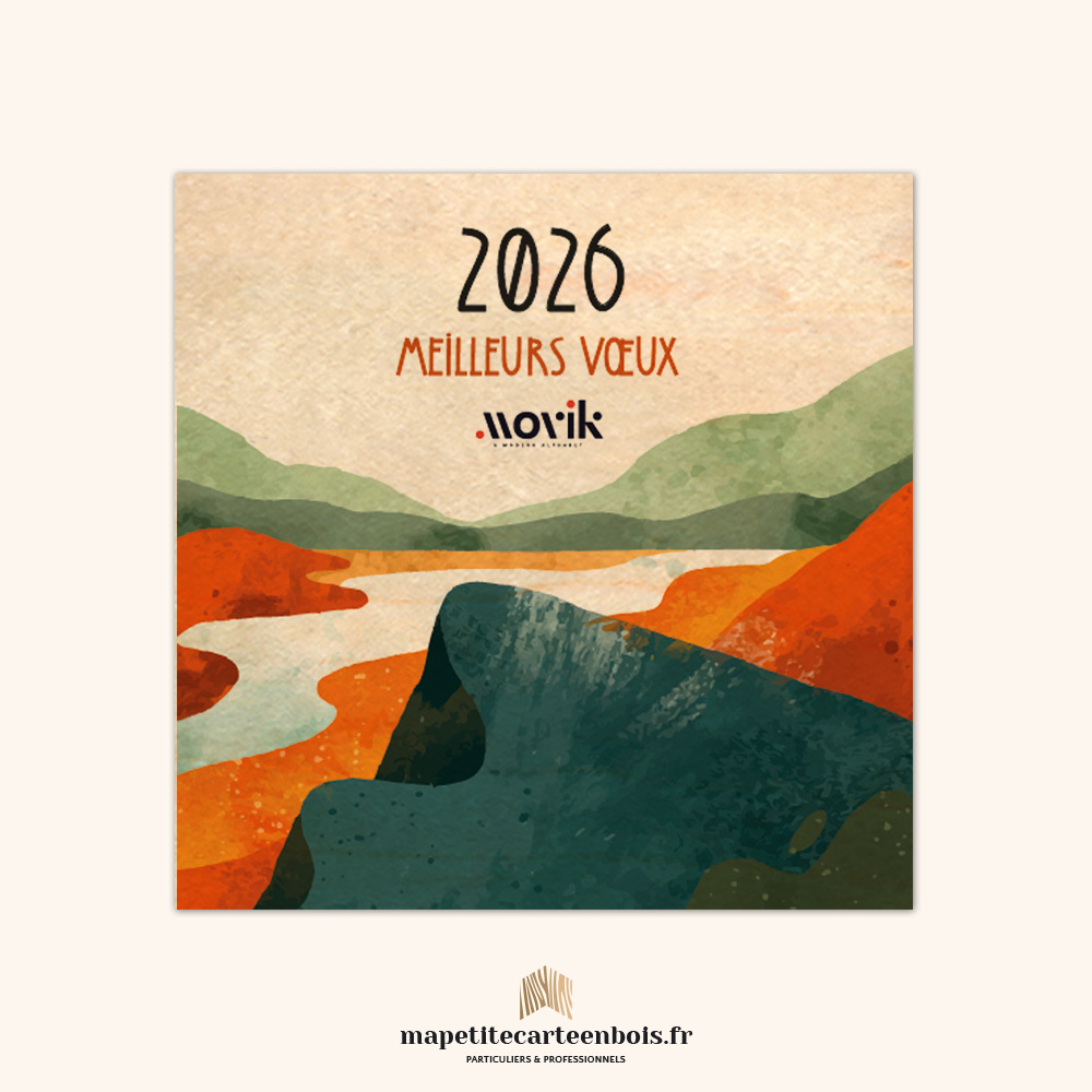 Modèle 19 – Carte de vœux en bois 2026 Modèle 19 - Carte de vœux en bois 2026