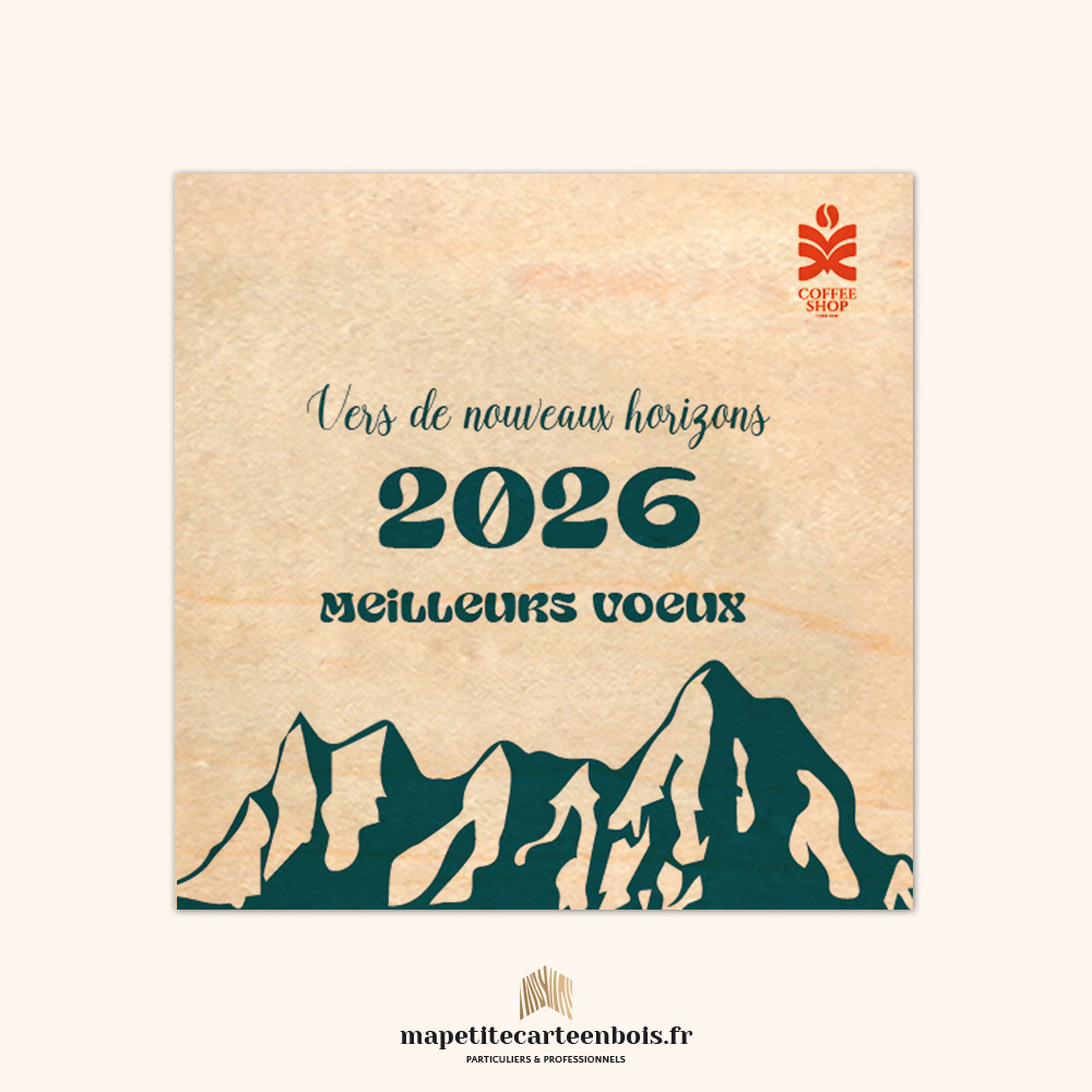 Modèle 20 – Carte de vœux en bois 2026 Modèle 20 - Carte de vœux en bois 2026