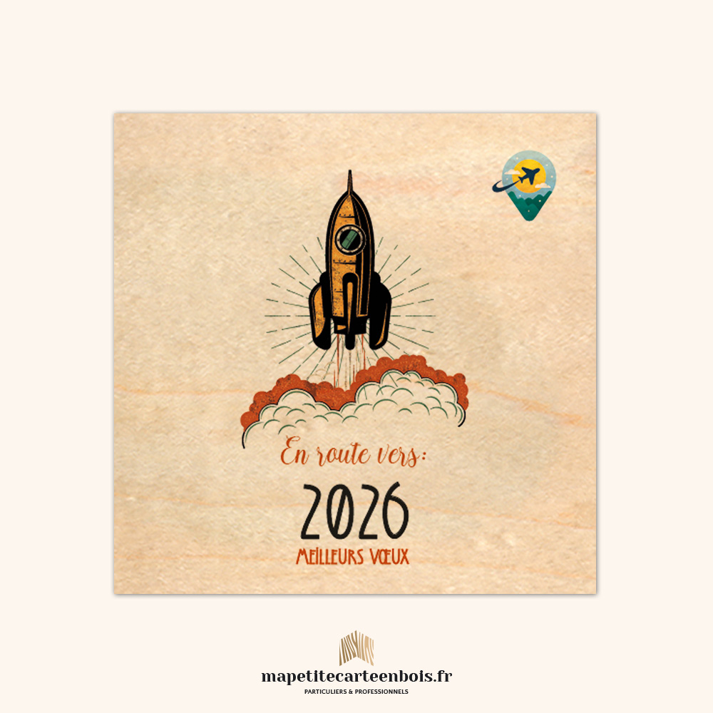 Modèle 22 – Carte de vœux en bois 2026 Modèle 22 - Carte de vœux en bois 2026