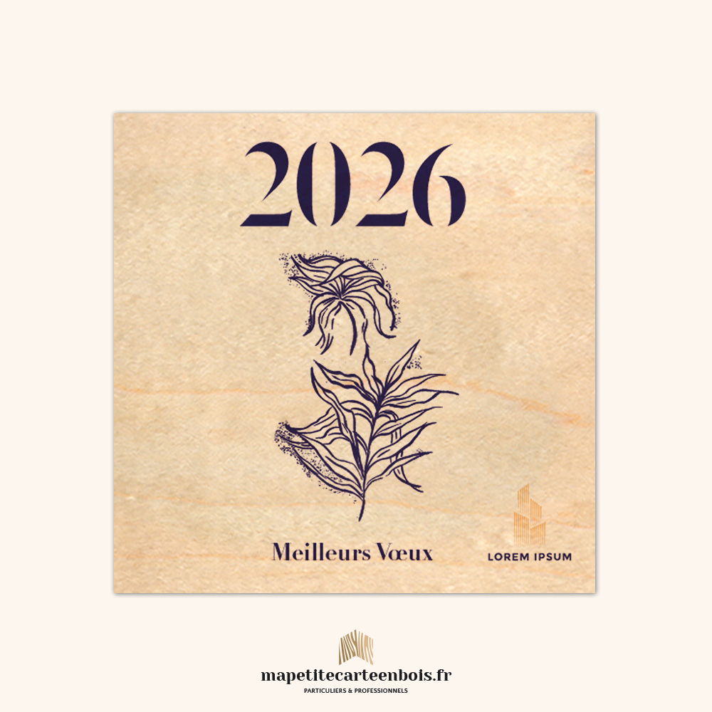 Modèle 27 – Carte de vœux en bois 2026 Modèle 27 - Carte de vœux en bois 2026