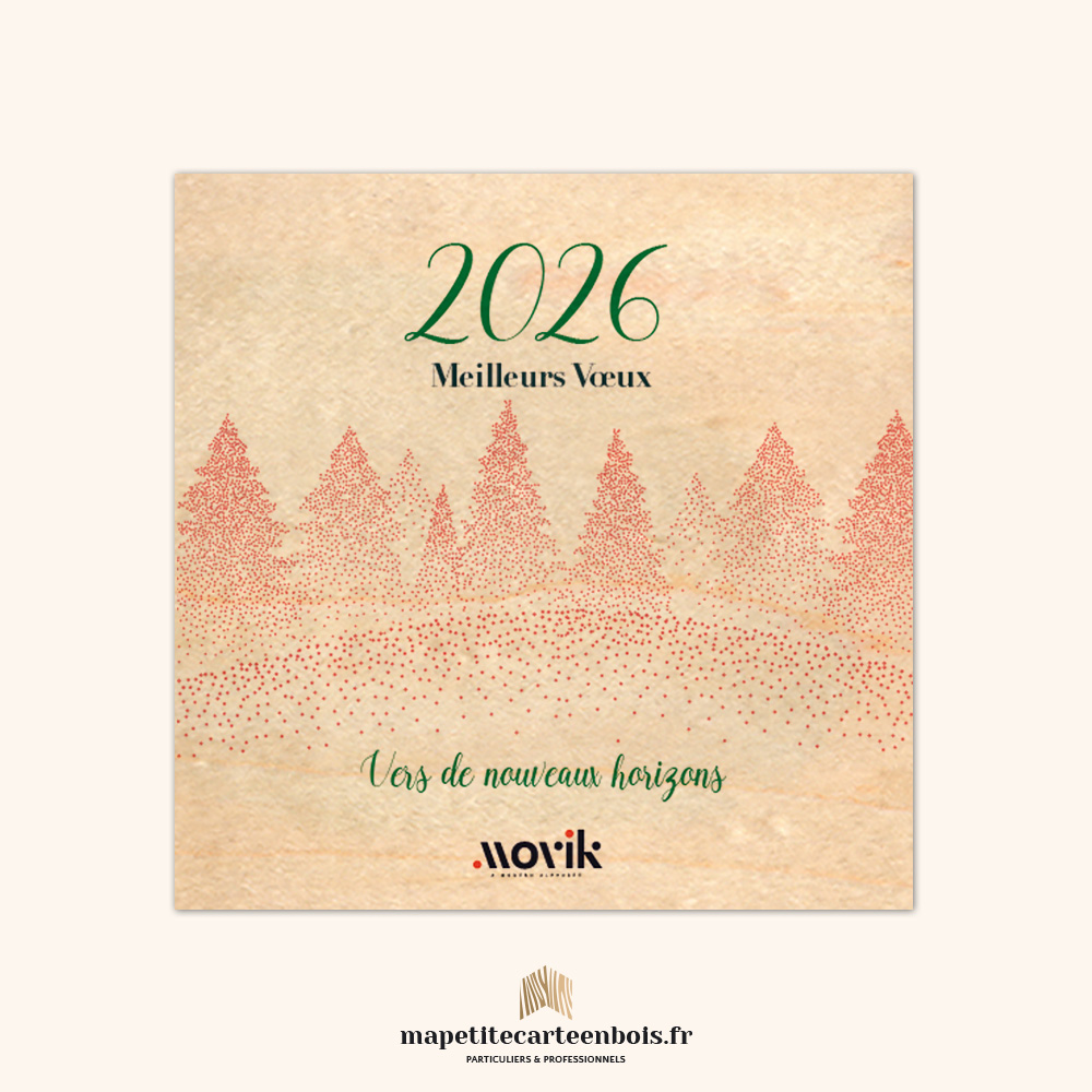 Modèle 30 – Carte de vœux en bois 2026 Modèle 30 - Carte de vœux en bois 2026