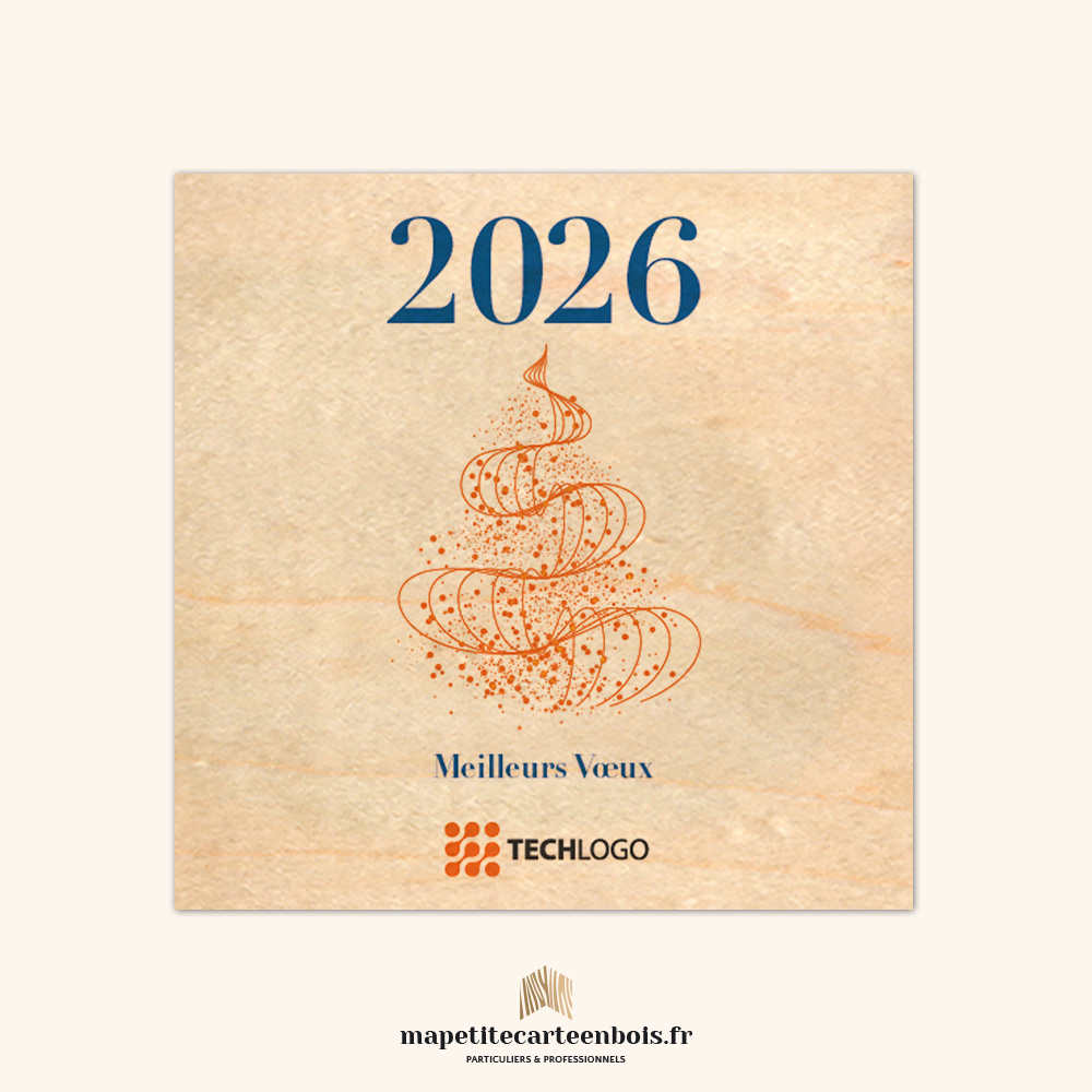Modèle 31 – Carte de vœux en bois 2026 Modèle 31 - Carte de vœux en bois 2026