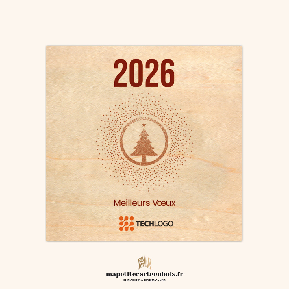 Modèle 32 – Carte de vœux en bois 2026 Modèle 32 - Carte de vœux en bois 2026