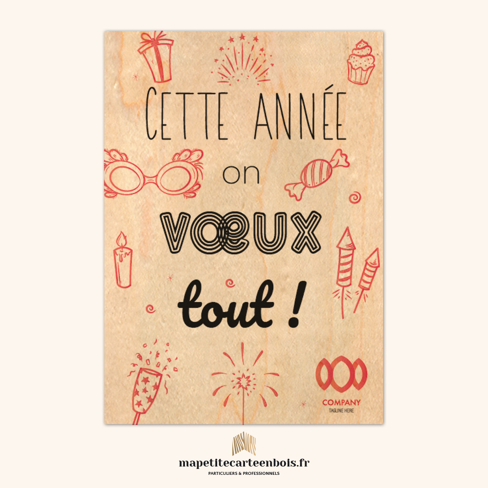 Modèle 43 – Carte de vœux en bois 2026 Modèle 43 - Carte de vœux en bois 2026