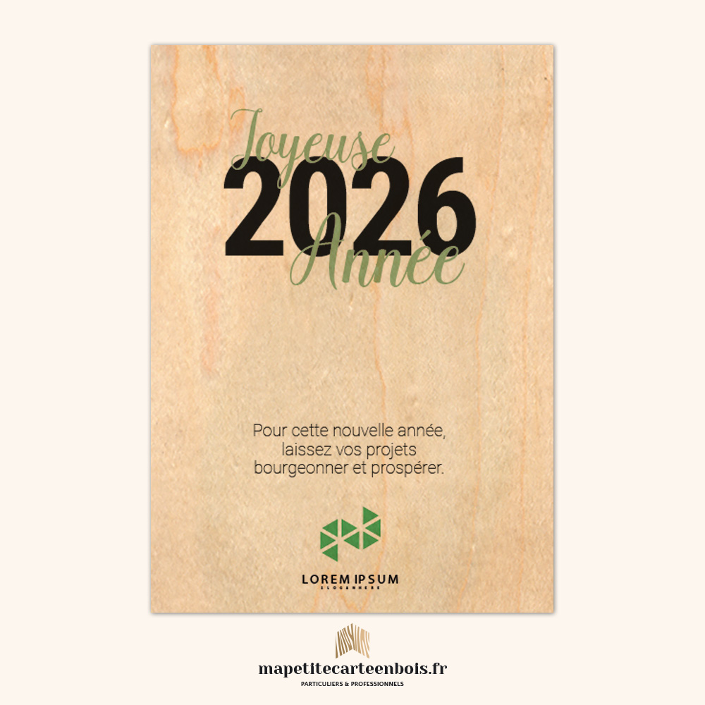 Modèle 45 – Carte de vœux en bois 2026 Modèle 45 - Carte de vœux en bois 2026
