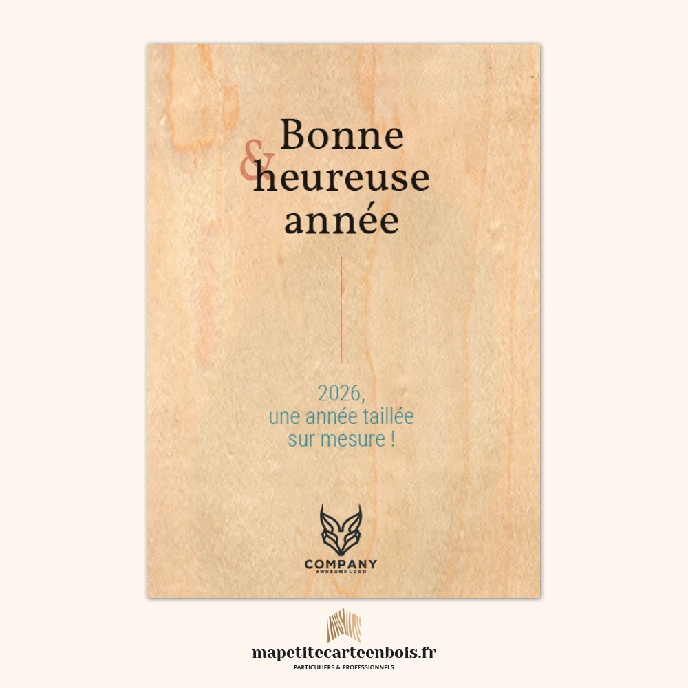 Modèle 48 – Carte de vœux en bois 2026 Modèle 48 - Carte de vœux en bois 2026