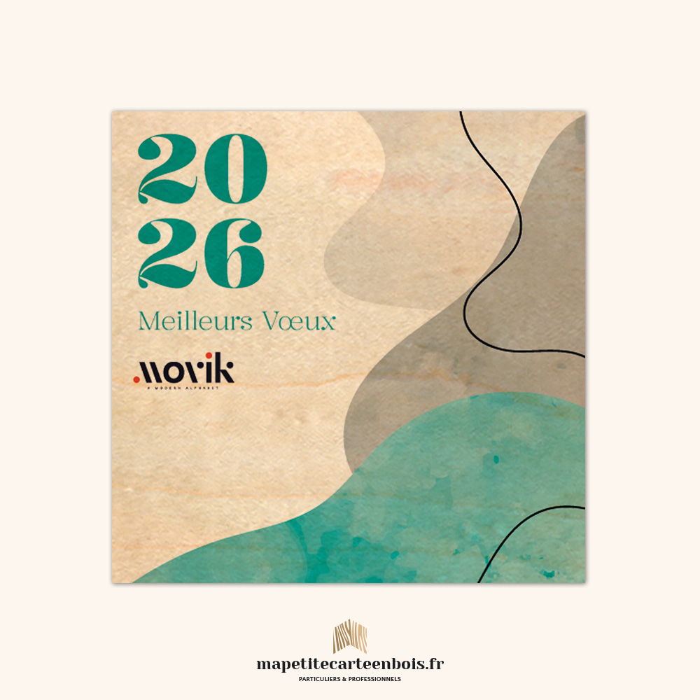 Modèle 9 – Carte de vœux en bois 2026 Modèle 9 - Carte de vœux en bois 2026