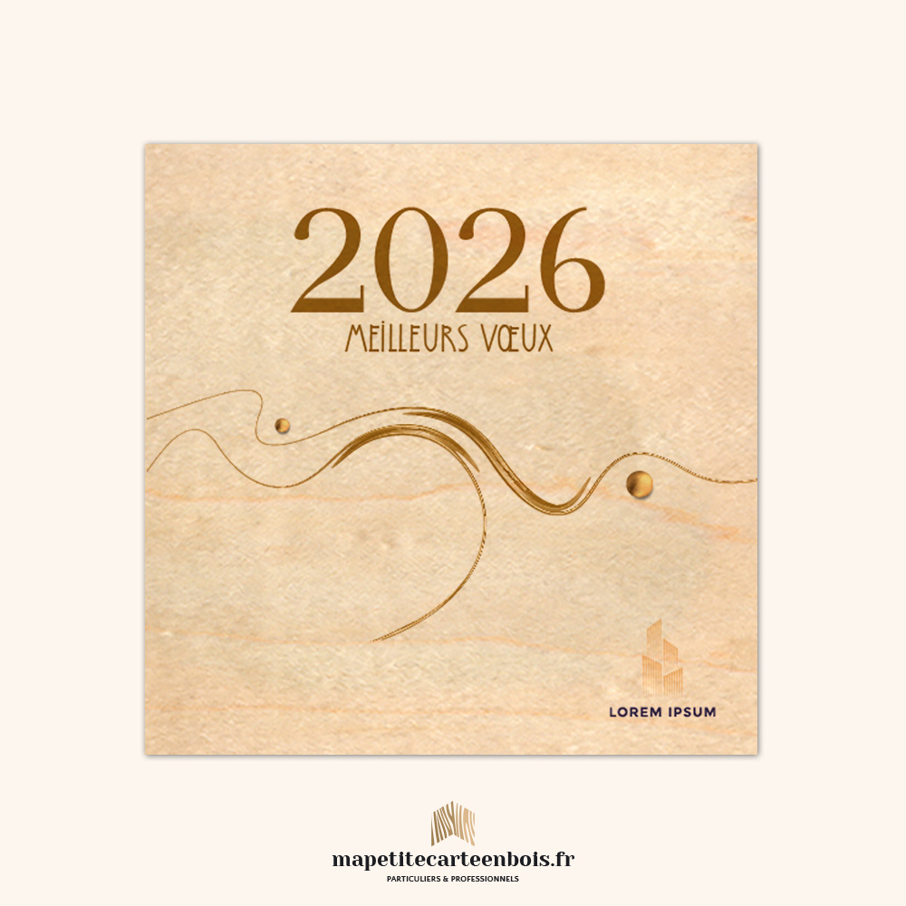 Modèle 3 – Carte de vœux en bois 2026 Modèle 3 - Carte de vœux en bois 2026