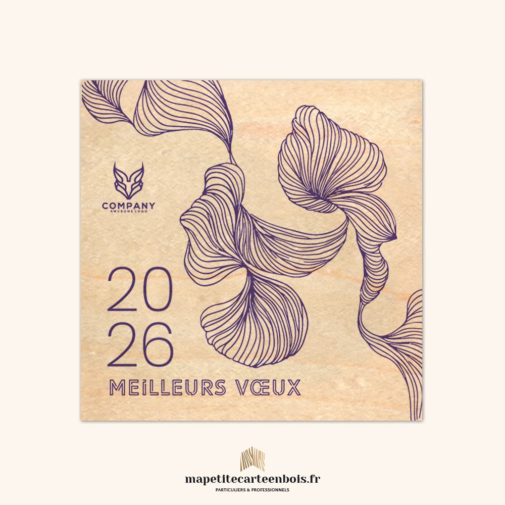 Modèle 6 – Carte de vœux en bois 2026 Modèle 6 - Carte de vœux en bois 2026
